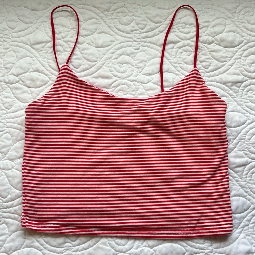 PACSUN Red and White Striped Tank Top Size M